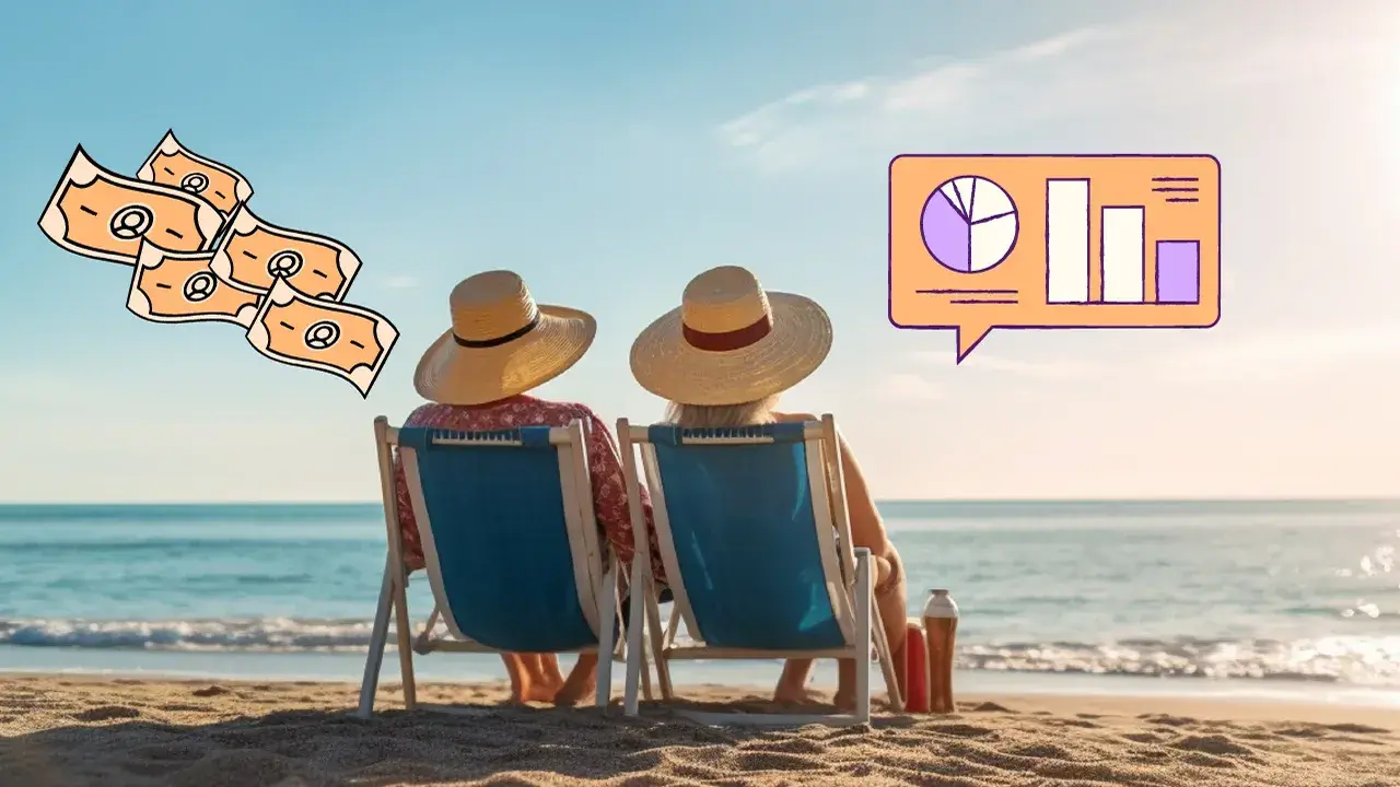 A couple sitting on chairs by the ocean. 