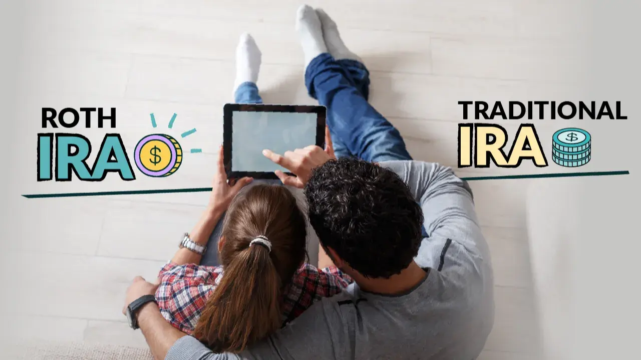 A couple discussing the differences between Roth and traditional IRAs.