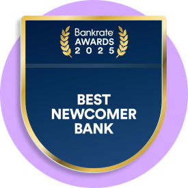 Bankrate Awards 2025 Best Newcomer Bank Badge