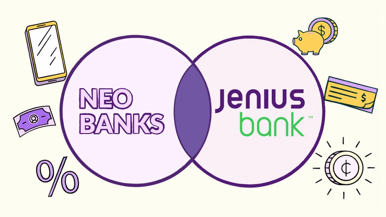 Venn diagram with neobanks on one side and Jenius Bank on the other