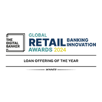 The Digital Banker Global Retail Banking Innovation Awards 2025 Loan Offering of the Year Winner Badge 