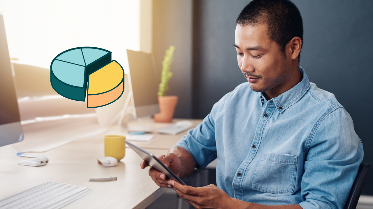 A man managing his finances on a tablet.