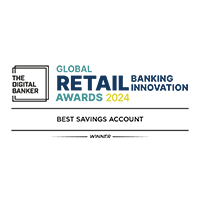 The Digital Banker Global Retail Banking Innovation Awards 2025 Best Savings Account Winner Badge 