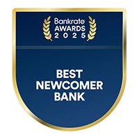 Bankrate Awards 2025 Best Newcomer Bank Badge